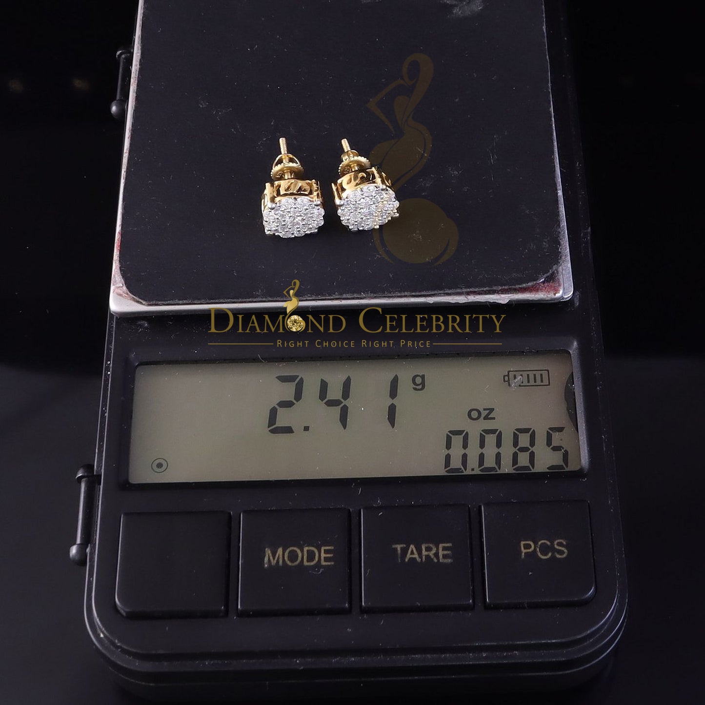 DiamondCelebritees New Women's/Mens 925 Silver Yellow 1.00ct VVS D Moissanite Round Stud Earrings