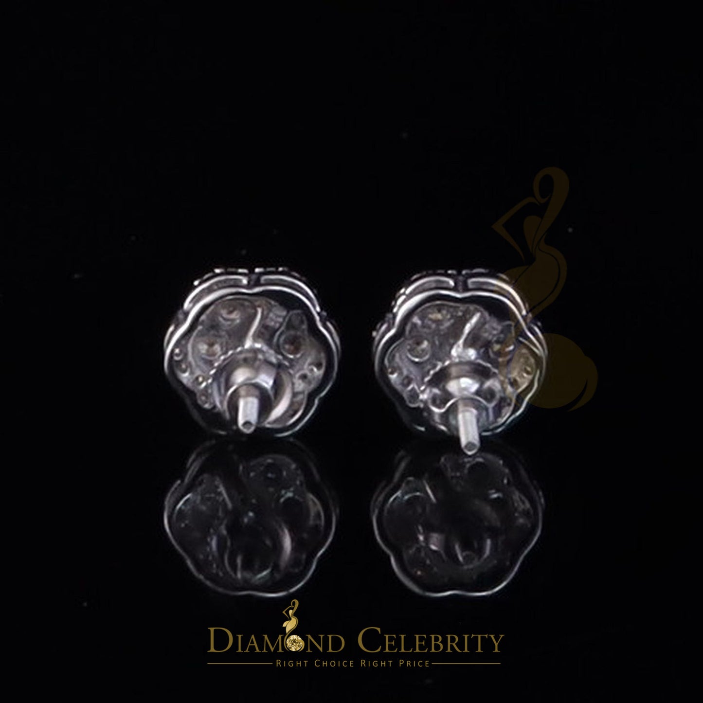 Diamondcelebritees 925 Silver White Women's/Men's 1.00ct VVS 'D' Moissanite Floral Stud Earrings