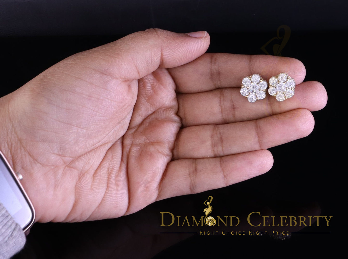 DiamondCelebritees 8.72ct Cubic Zirconia 925 Silver Yellow For Men's & Women's Floral Style Earring