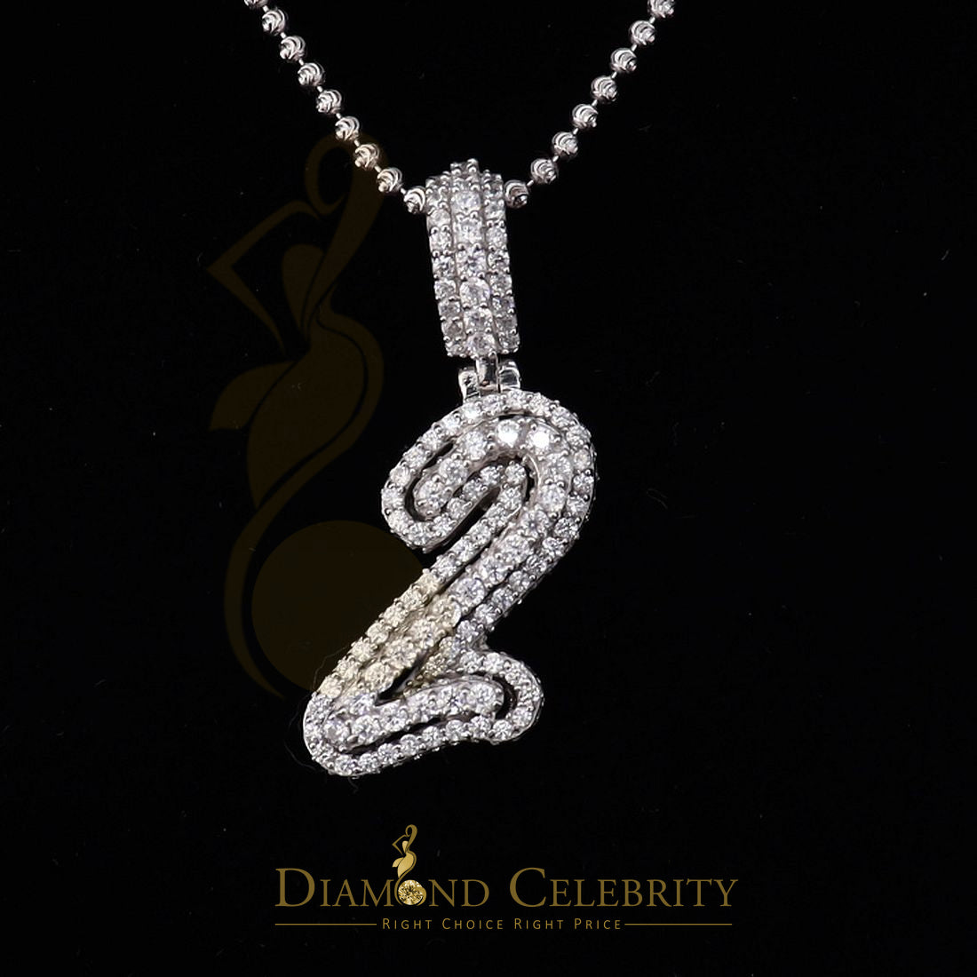 DiamondCelebritees Promise Numeric Number '1' Sterling Silver Pendant White Cubic Zirconia Stone