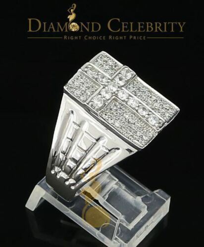 DiamondCelebritees 925 Silver White Cubic Zirconia 2.00ct Wide Square Men's Engagement Ring Size11