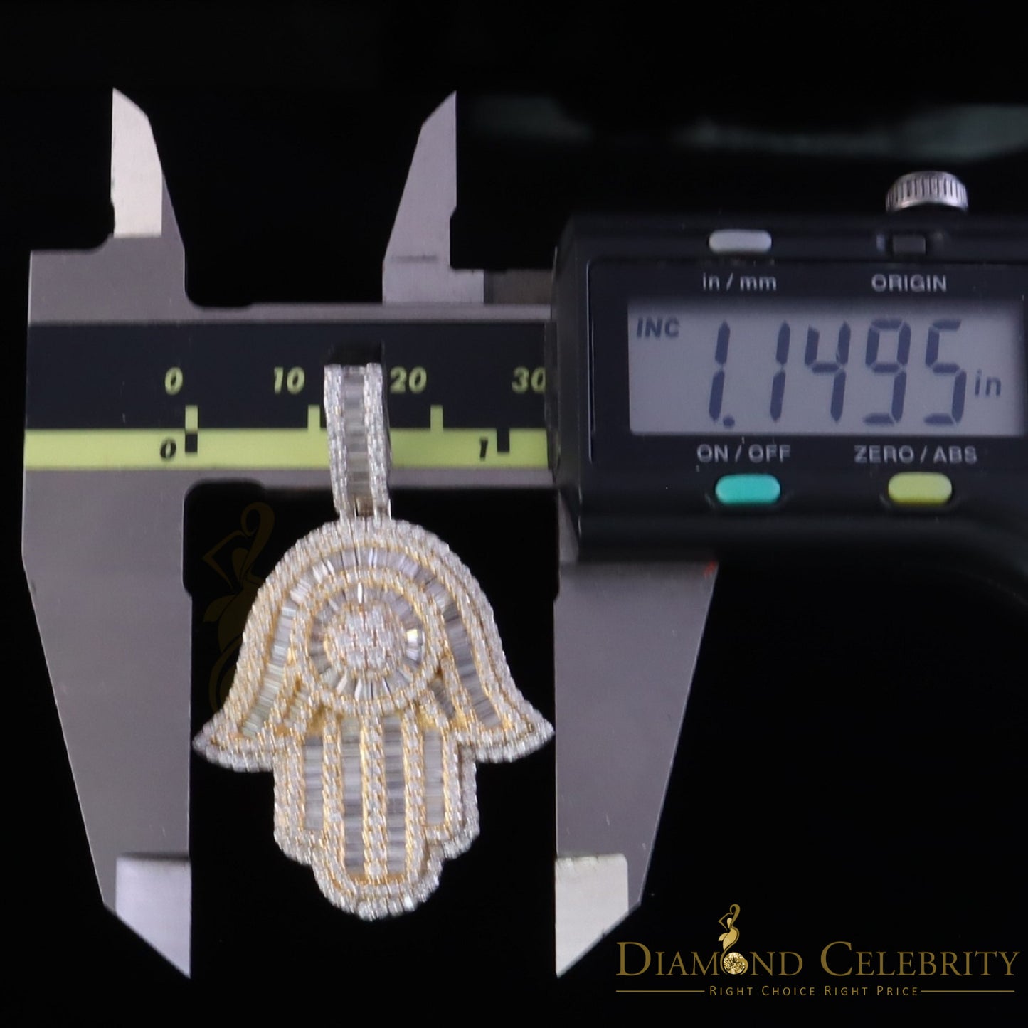 Diamondcelebritees 4.00ct VVS D Hamsa Pendant 925 Silver Moissanite Baguette White For Men & Women