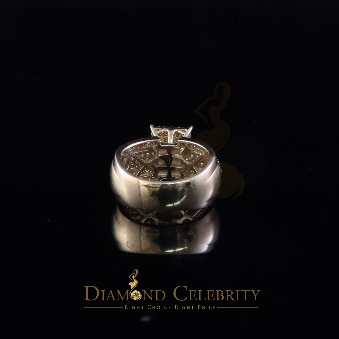 DiamondCelebritees 2.03ct Cubic Zirconia 925 Yellow Silver Set Women's Engagement Ring Size 7