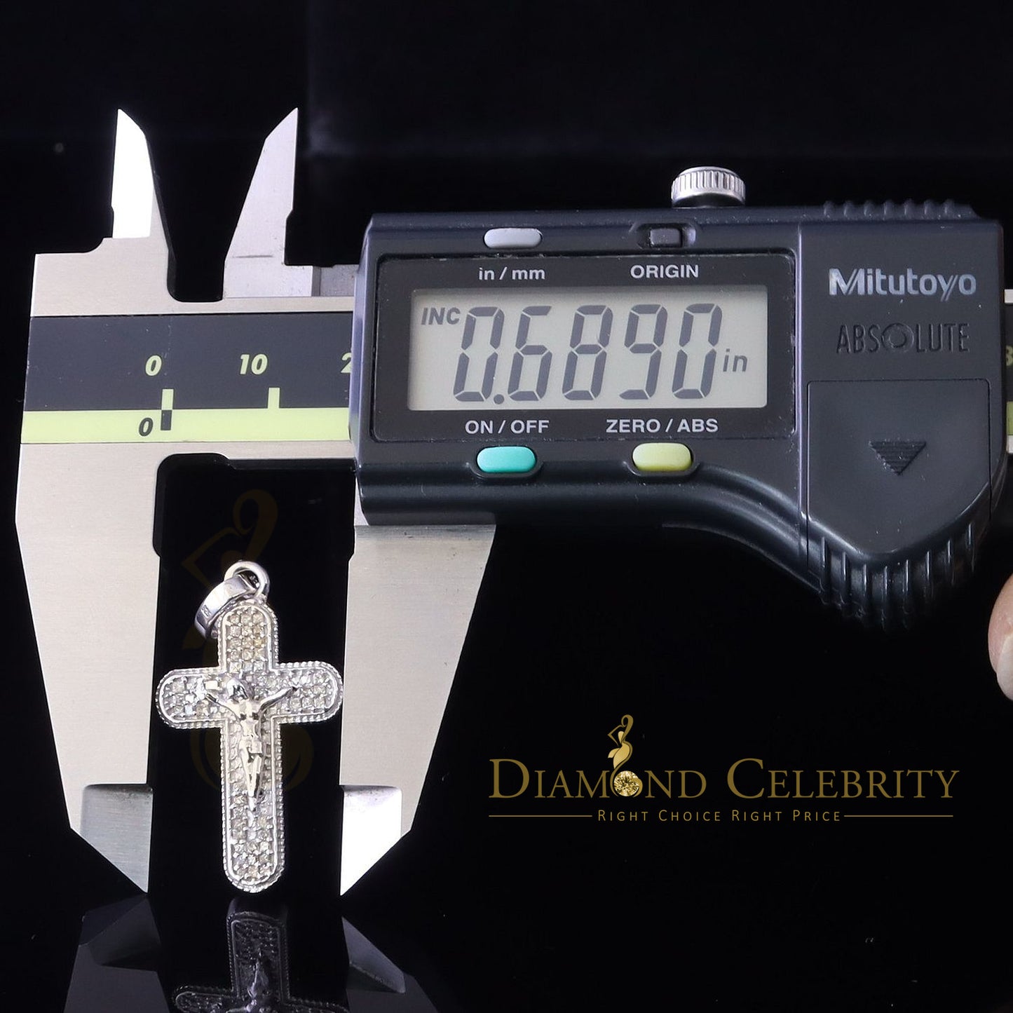 DiamondCelebritees Real 0.33ct Diamond Sterling Silver White Cross Pendant