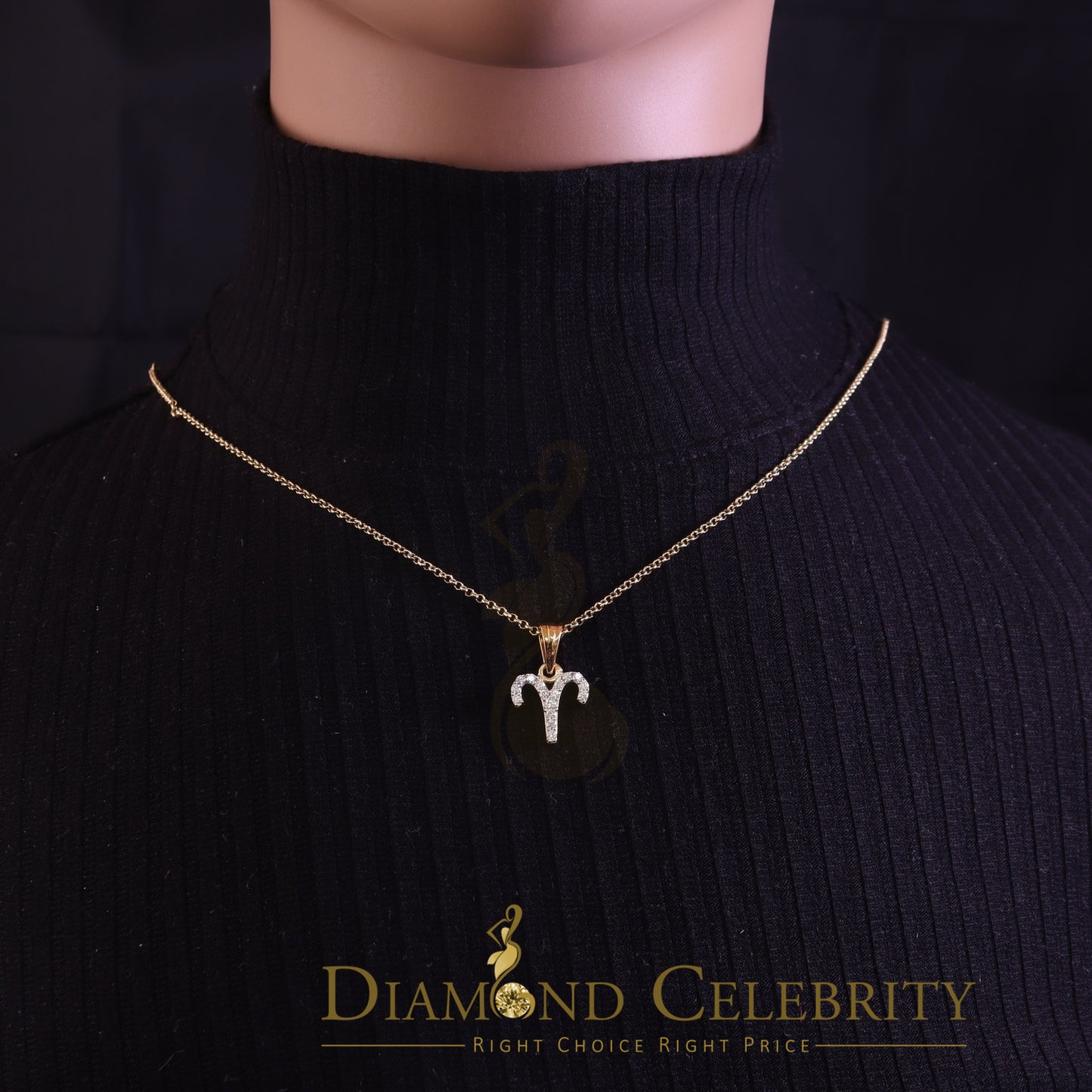 DiamondCelebritees 0.42ct Cubic ZirconiaYellow Silver ARIES-APRIL Month Pendant for Men's & Women's