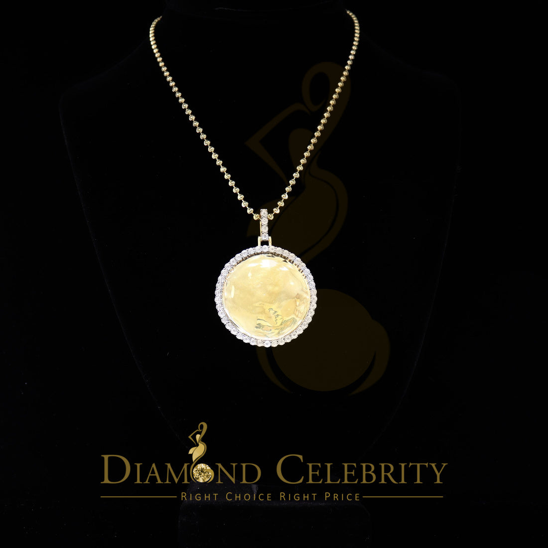 DiamondCelebritees Real 0.25ct Diamond Sterling Silver 1.75" PICTURE Charm Fashion Yellow Pendant