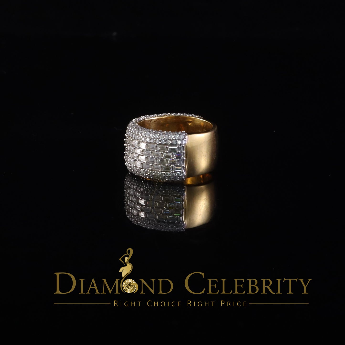 DiamondCelebritees Men's/Womens Silver Yellow 6.00ct VVS 'D' Moissanite Baguette Stone Band Size 10