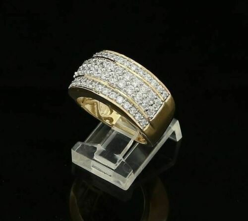 DiamondCelebritees 925 Sterling Yellow Silver 6.00ct Cubic Zirconia Round For Men's Ring Size 8