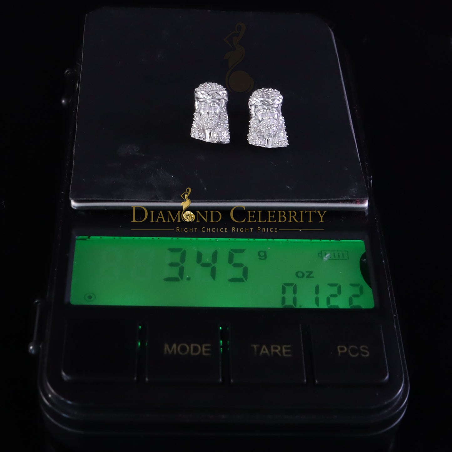 DiamondCelebritees 0.50ct Diamond 925 Sterling Silver White for Men's & Women Stud JESUS Earrings