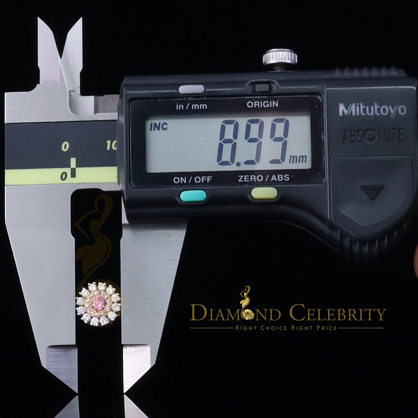 DiamondCelebritees 925 Silver Yellow 1.00ct VVS D Pink Moissanite Round Men's/Women's Stud Earrings