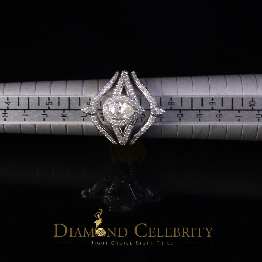 DiamondCelebritees White Silver1.75ct VVS D Pear 925 Moissanite Enhancer Guard Wrap Insert Ring SZ7