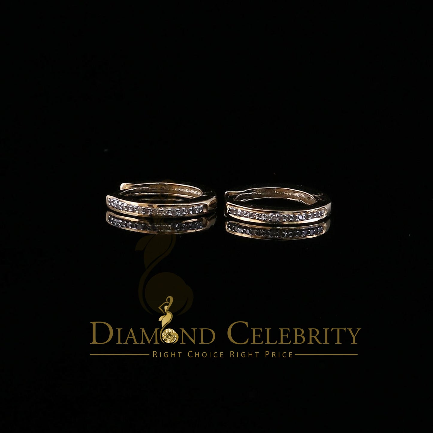 DiamondCelebritees 0.10ct Diamond 925 Sterling Silver Yellow Hoop Stud Earrings For Men's / Women's