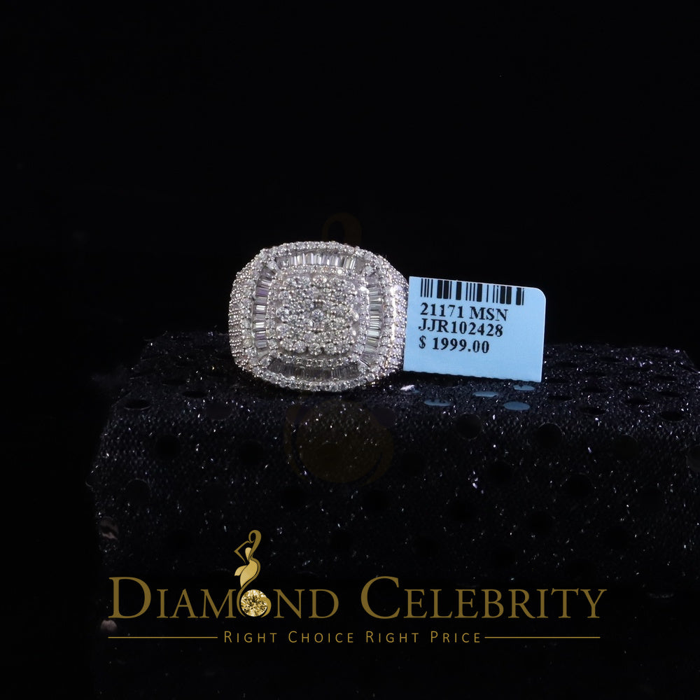 DiamondCelebritees Yellow 925 Silver 6.50ct VVS 'D' Moissanite Stone Square Men's Rings Size 10