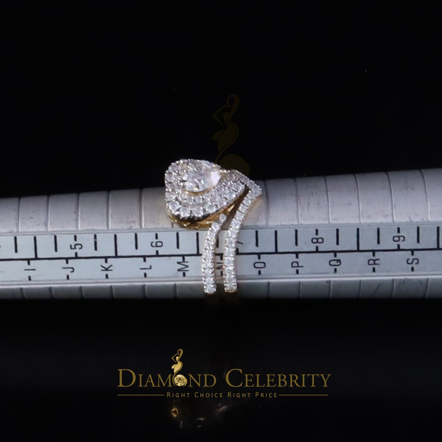 DiamondCelebritees Silver 1.66ct VVS D Heart Shape Moissanite Women Yellow Bridal Heart Ring SZ7