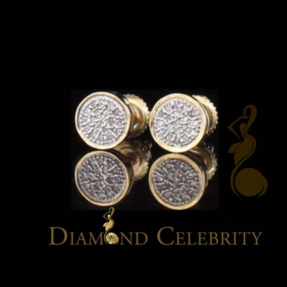 DiamondCelebriteesMen's 10K Real Yellow Gold with Real 0.05ct Diamond Round Stud Earring for Women