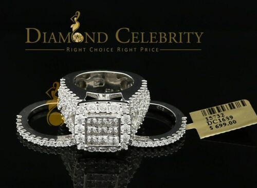 DiamondCelebritees Sterling Silver Square Cubic Zirconia 10.92ct Wedding White Womens Ring SIZE 8