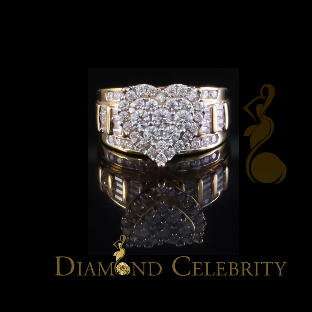DiamondCelebritees Womens Cinderella Heart Ring SZ7 Yellow 925 Silver 1.00ct VVS D Moissanite