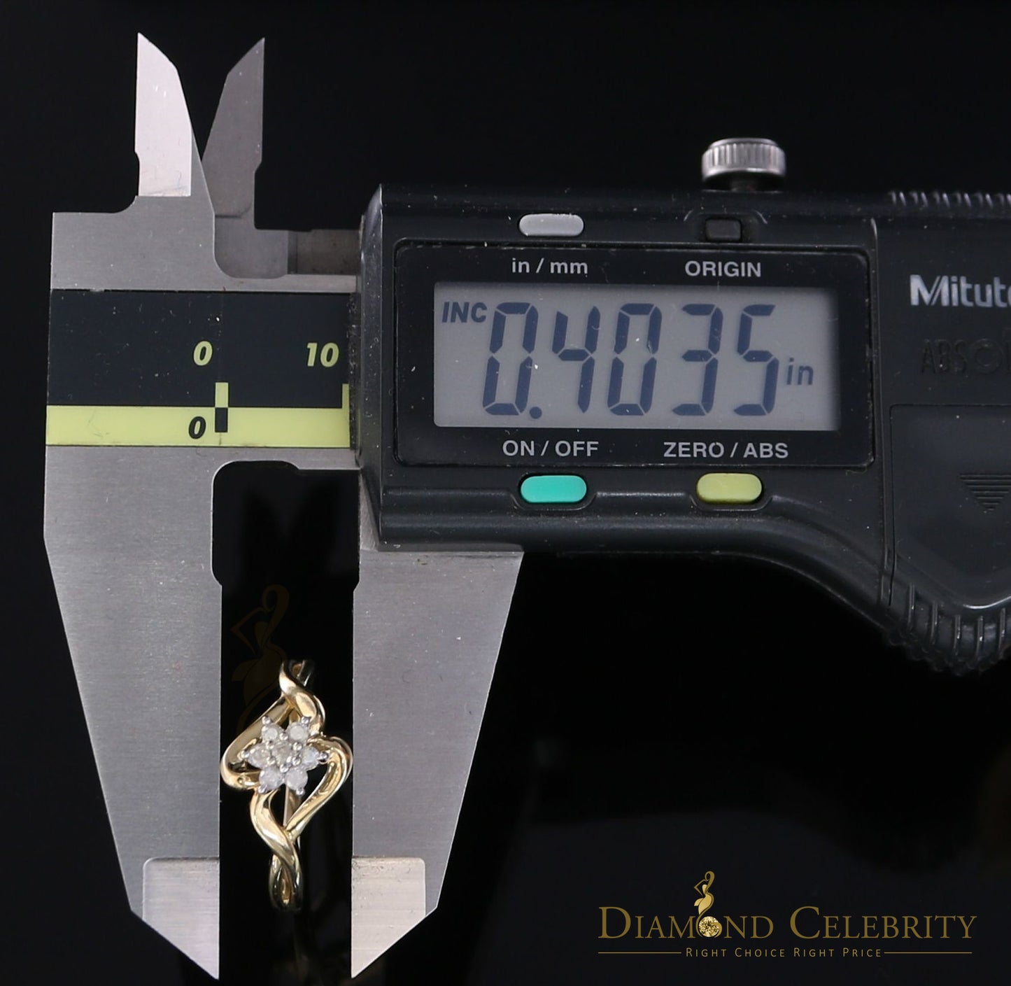 DiamondCelebritees 10 kt Real Yellow Gold with Real 0.15 CT Diamond FLOWER Womens Ring Size 7
