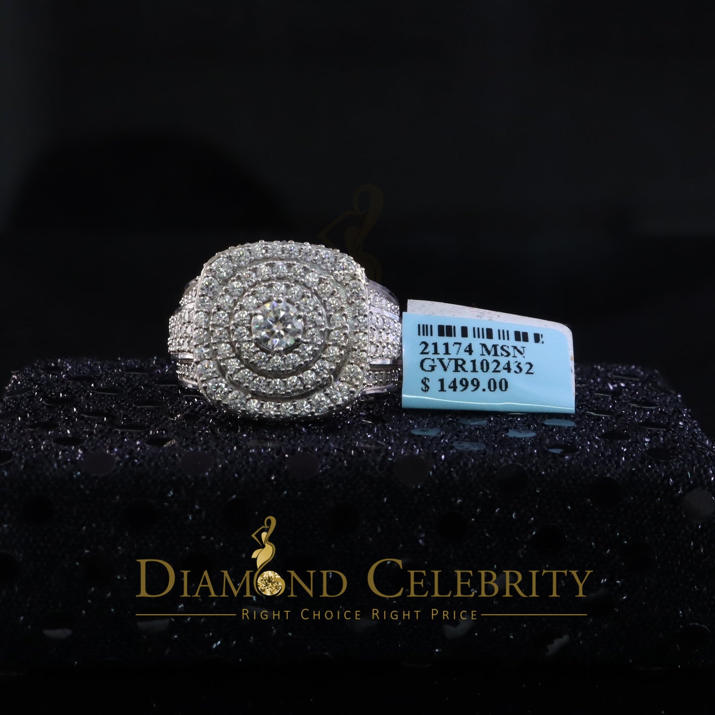 DiamondCelebritees White Sterling Silver 6.50ct VVS 'D' Moissanite Round Rings Size 10 Men's