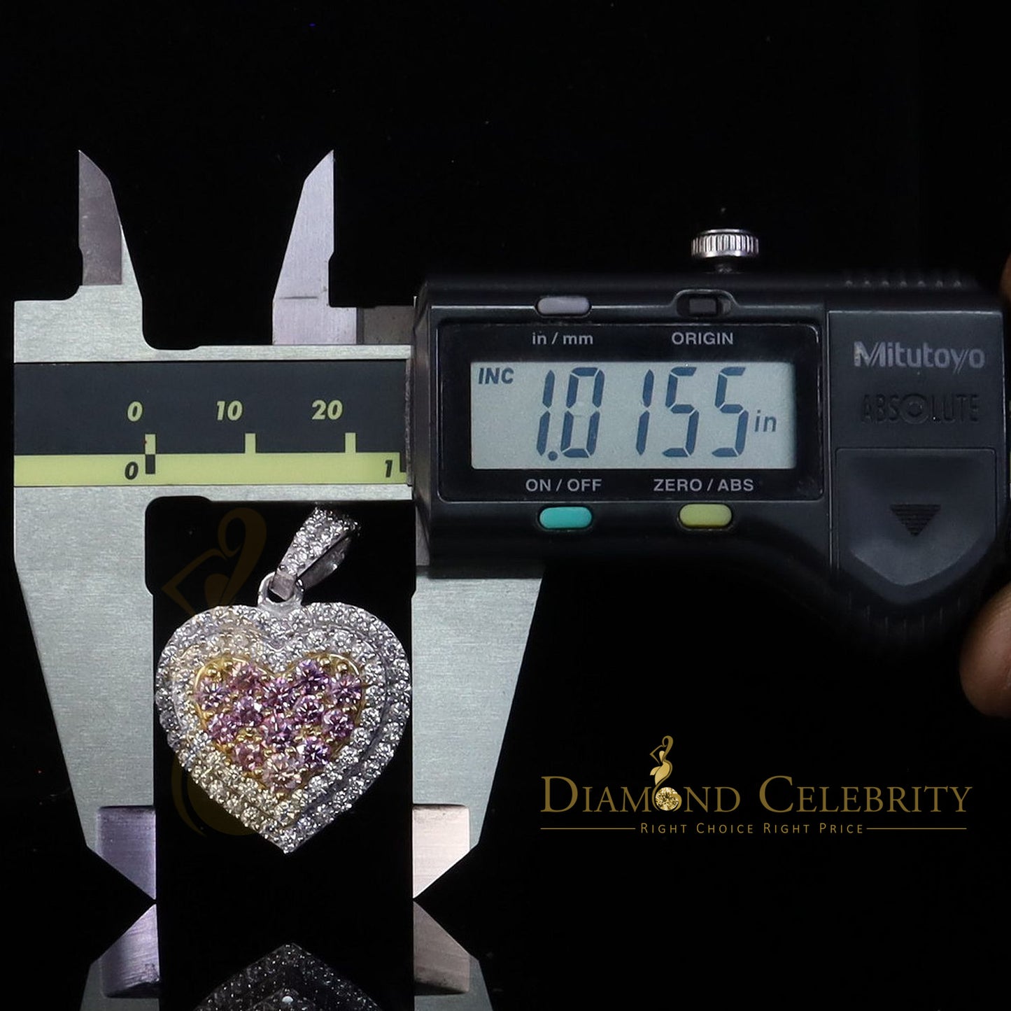 DiamondCelebritees 925 Silver White Women's 11.00 ct VVS'D' Pink Moissanite 3D Double Heart Pendant