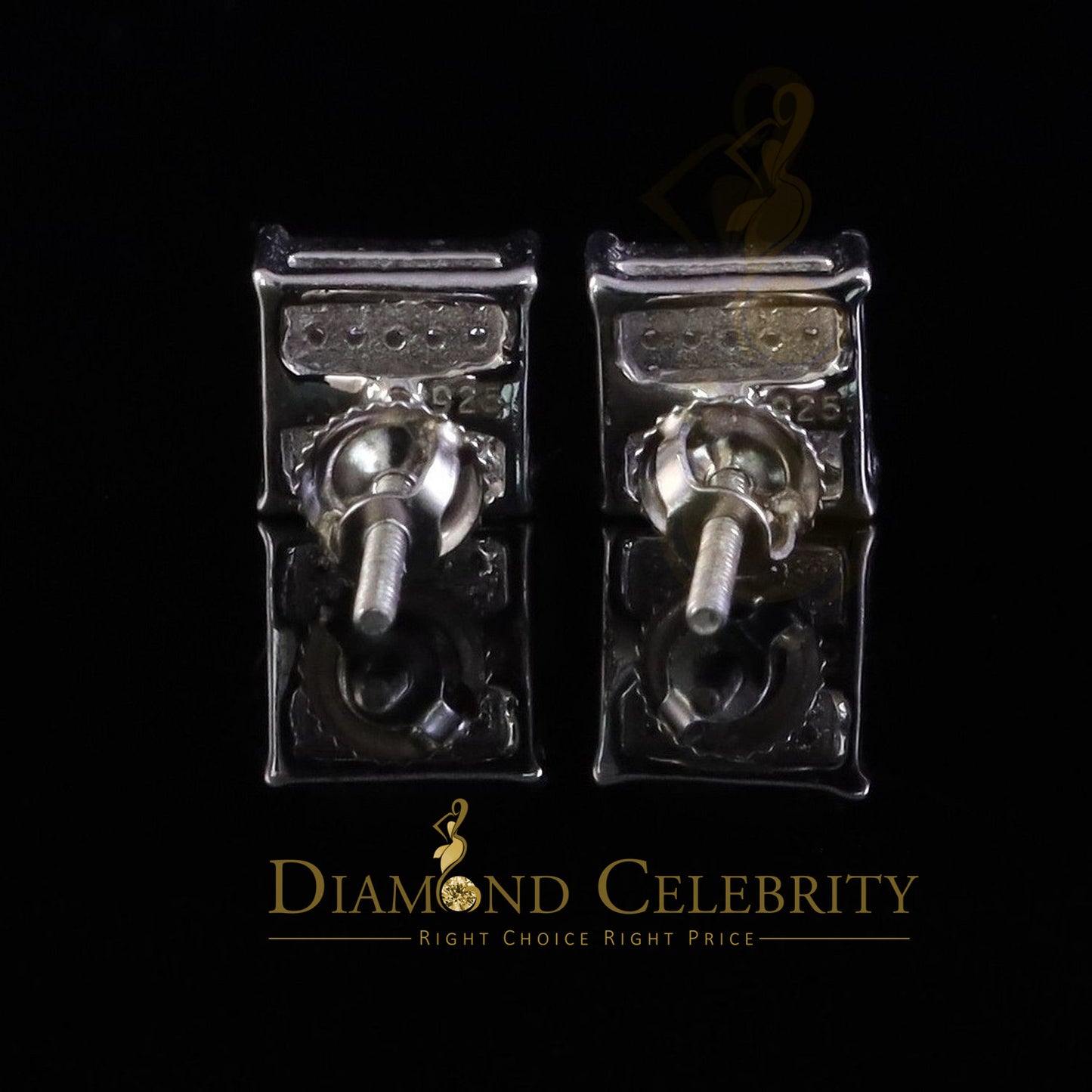 DiamondCelebritees 925 Sterling White Silver 0.15ct Diamond Womens and Men's Square Stud Earrings