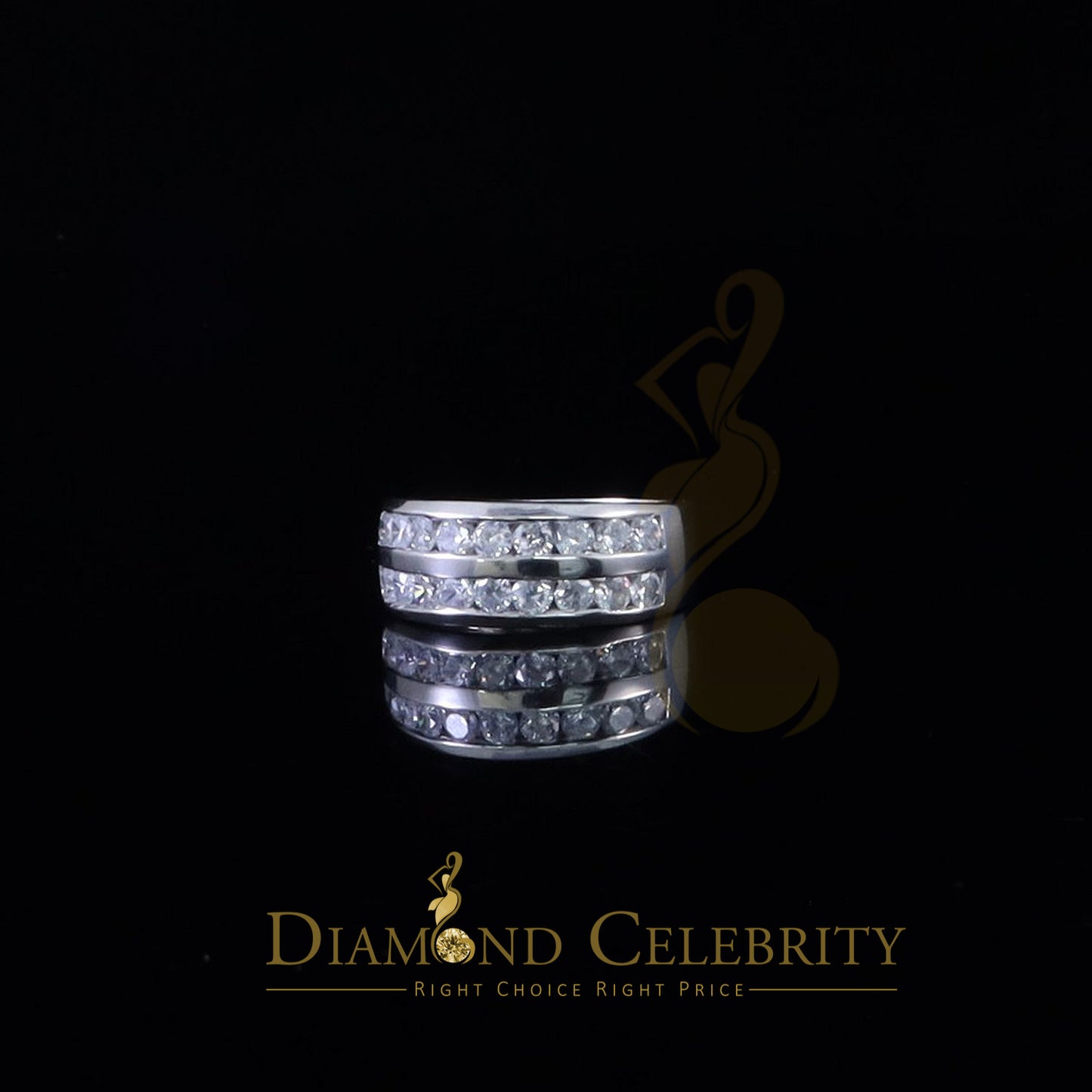 DiamondCelebritees Sterling White Silver Round 3.42ct Cubic Zirconia Round Men's Ring Size 10
