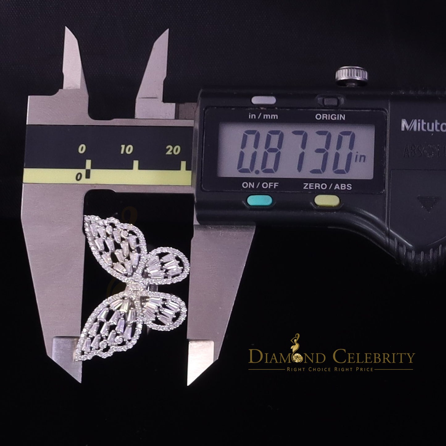 DiamondCelebritees Men's/Womens 925 Silver White 1.75ct VVS 'D' Moissanite Butterfly Rings Size 7