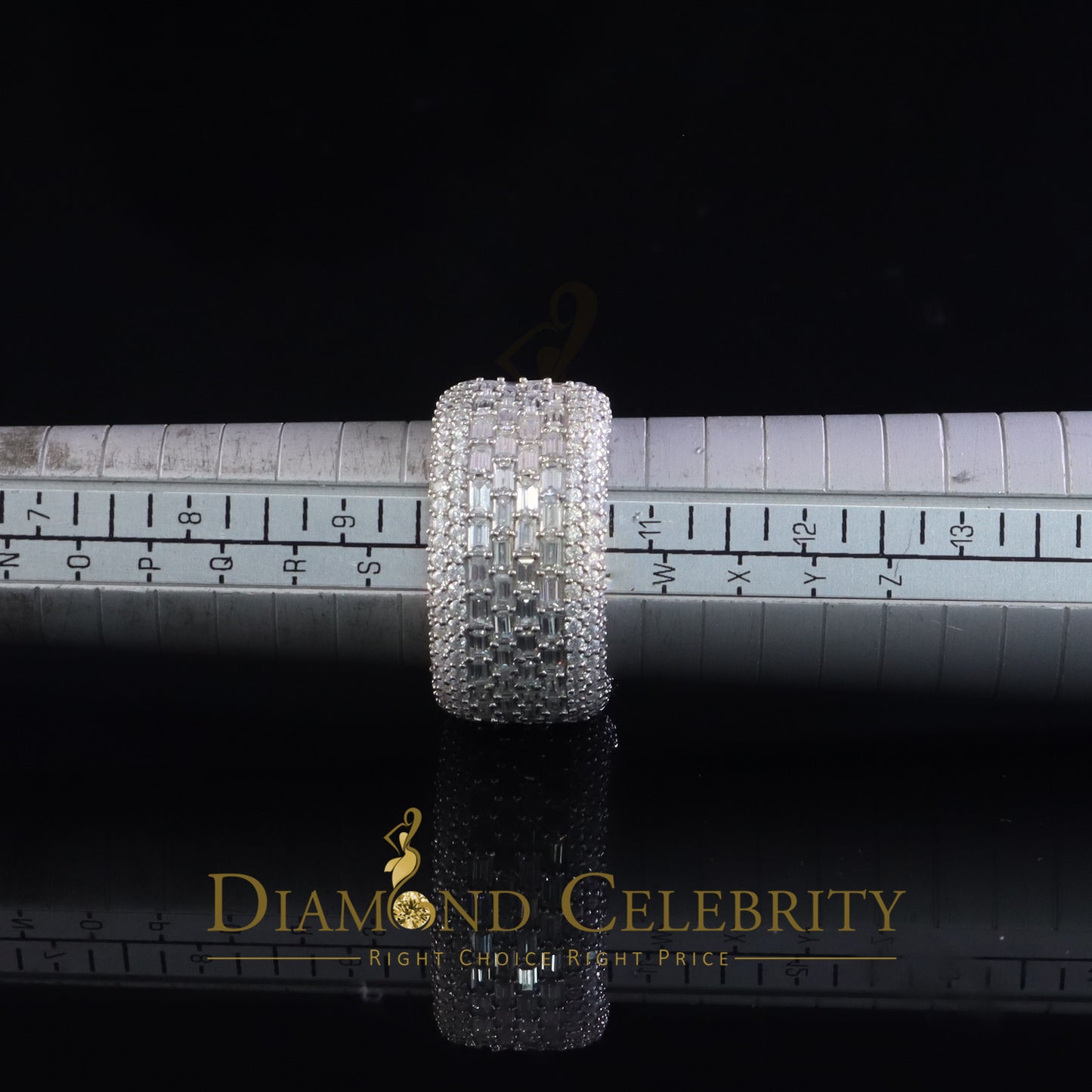 DiamondCelebritees Men's/Womens Silver White 6.00ct VVS 'D' Moissanite Baguette Stone Band Size 10