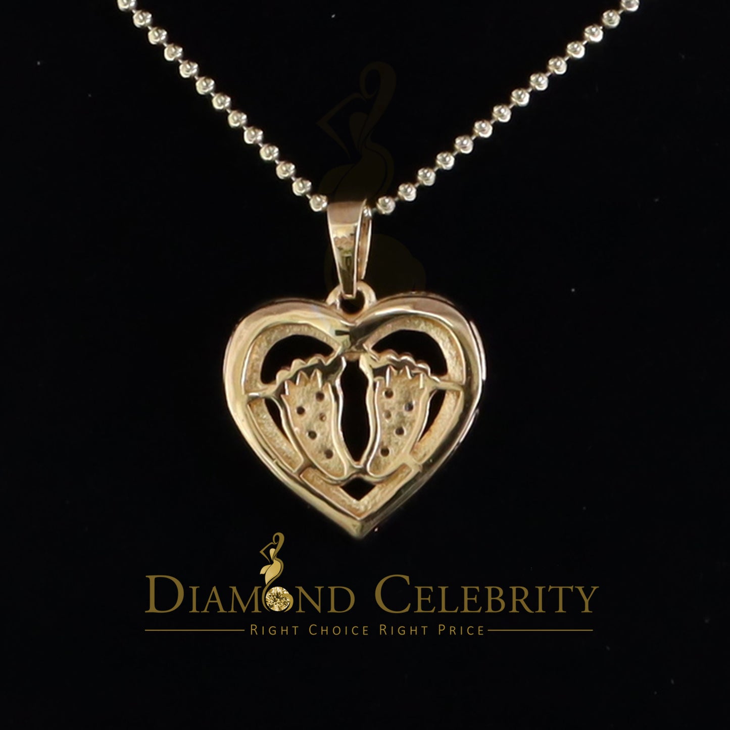 Diamondcelebritees 1.50ct Yellow Heart Child feet Mom 925 VVS D Silver Moissanite Women Pendant