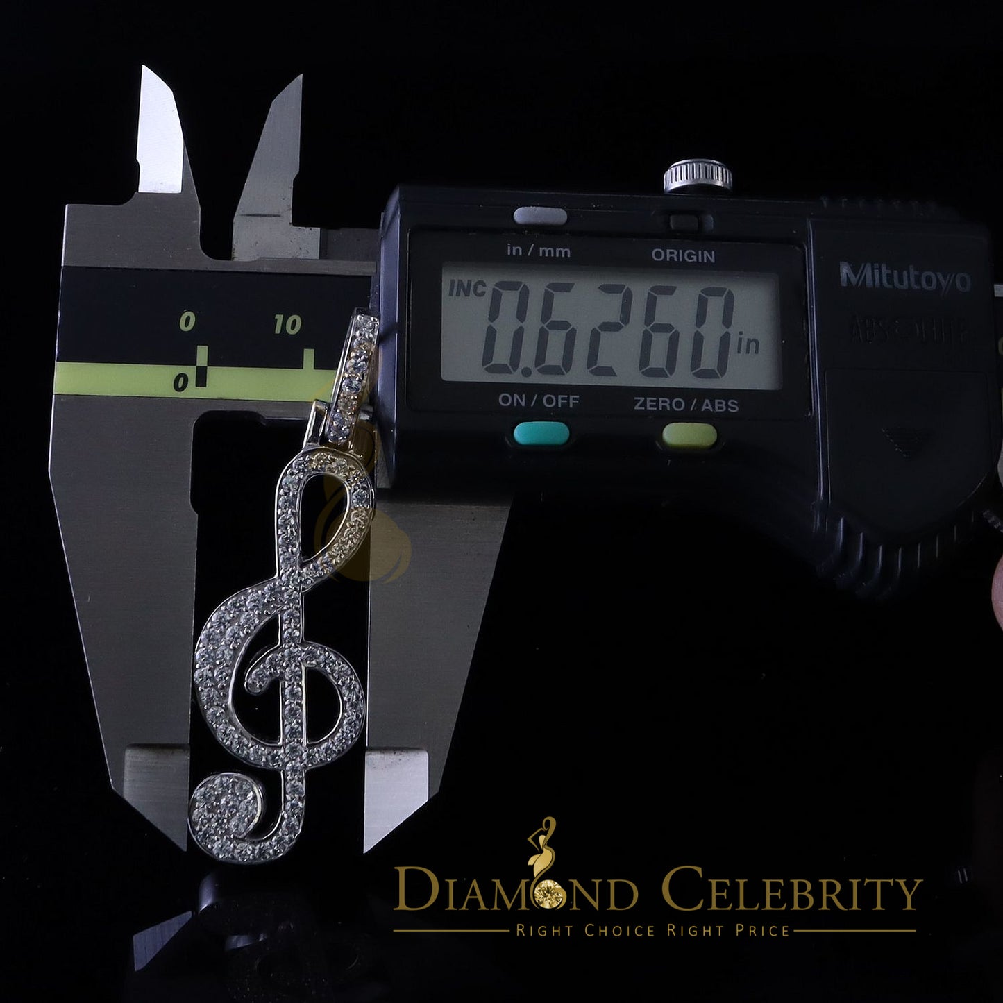 DiamondCelebritees Promise 925 White Sterling Silver MUSIC SIGN Pendant with 2.34ct Cubic Zirconia