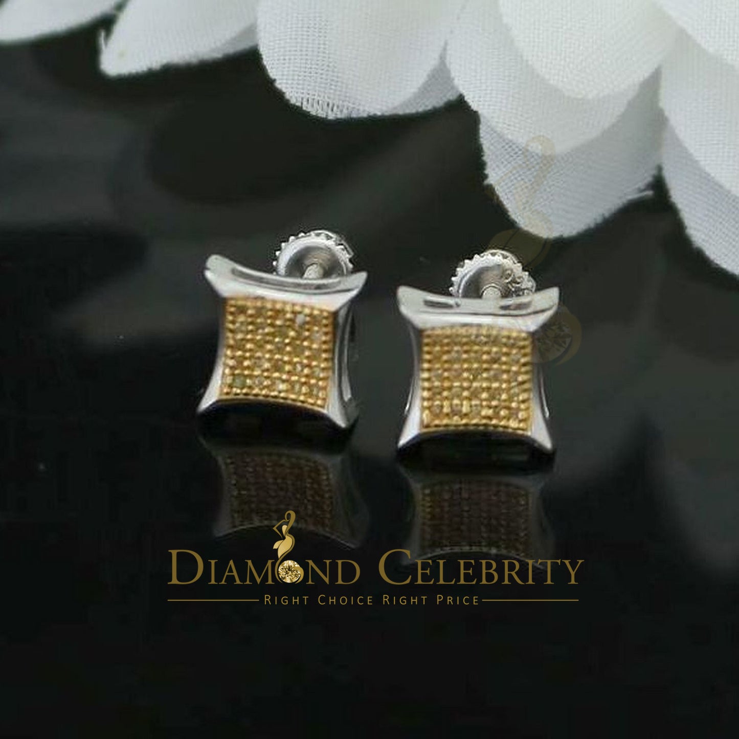 DiamondCelebritees 0.15ct Diamond 925 Sterling Silver White Kite Stud Earring For Men's & Women's