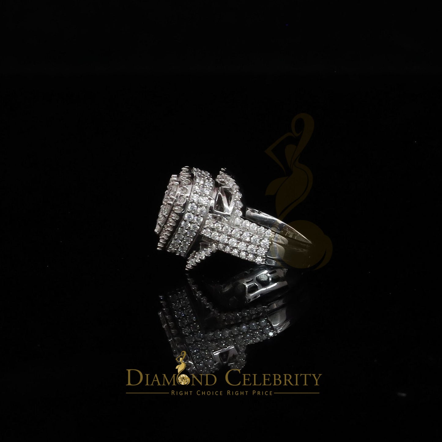 Diamondcelebritess New 5.00ct VVS D 925 Silver 3D Double Heart Moissanite Women's White Ring Sz 7