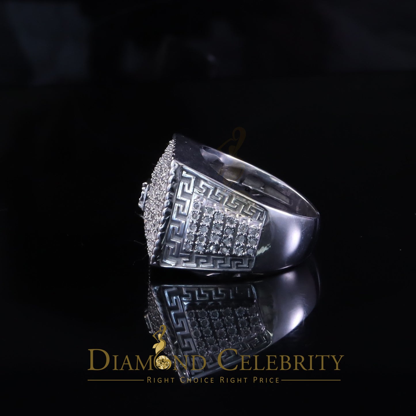 DiamondCelebritees Real 0.81ct Micro Pave Diamond Big Look 925 White Silver Ring Size 11 for Mens