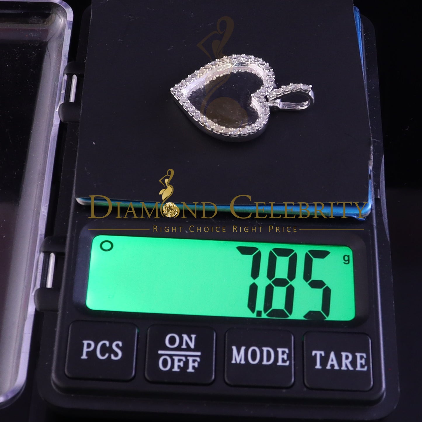 DiamondCelebritees Real 0.10ct Diamond 925 Sterling Silver "1.00" Heart PICTURE Charm White Pendant