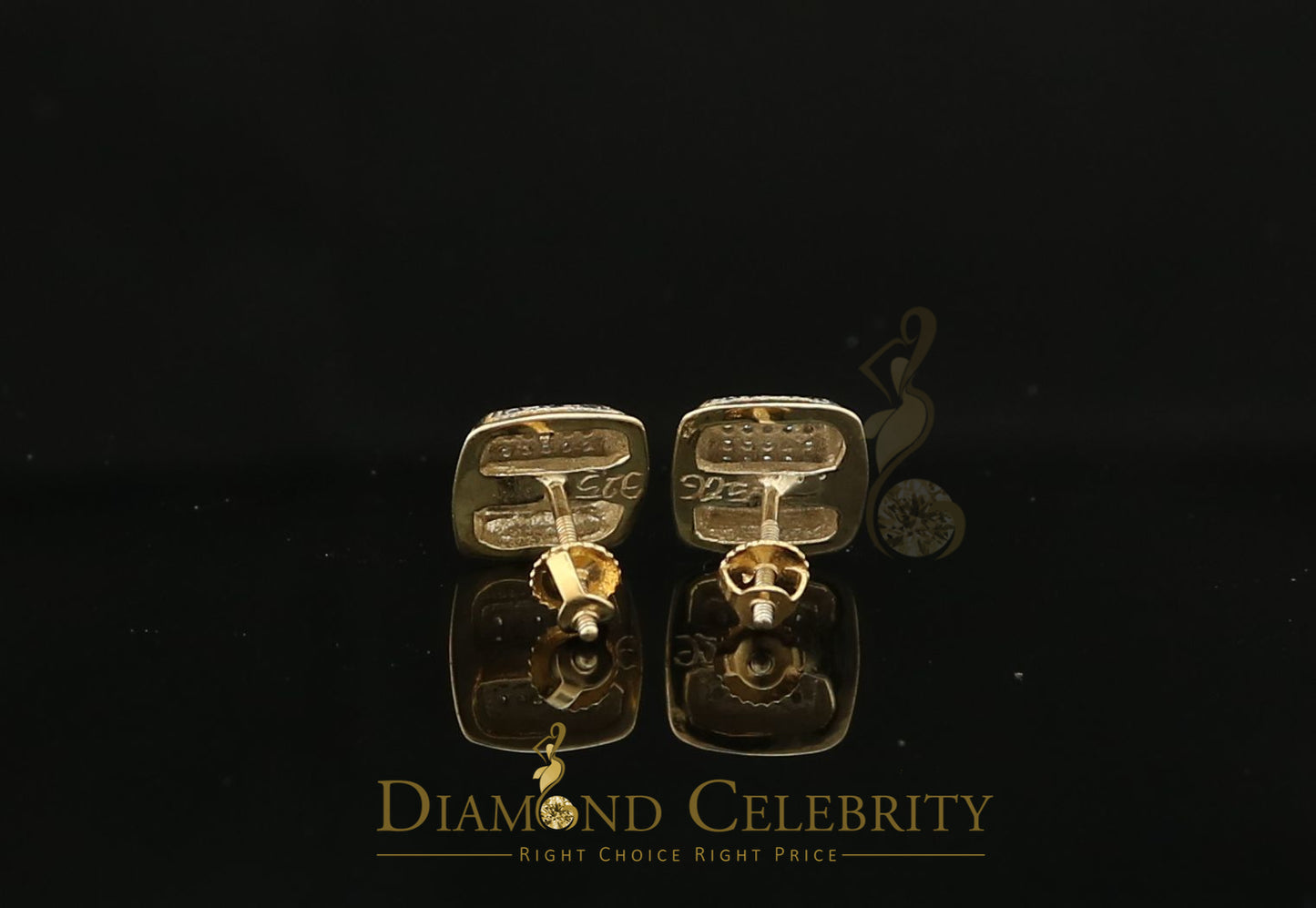 DiamondCelebritees 925 Sterling Silver Hip Hop Men's & Women's 0.15ct Real Diamonds Yellow Earrings