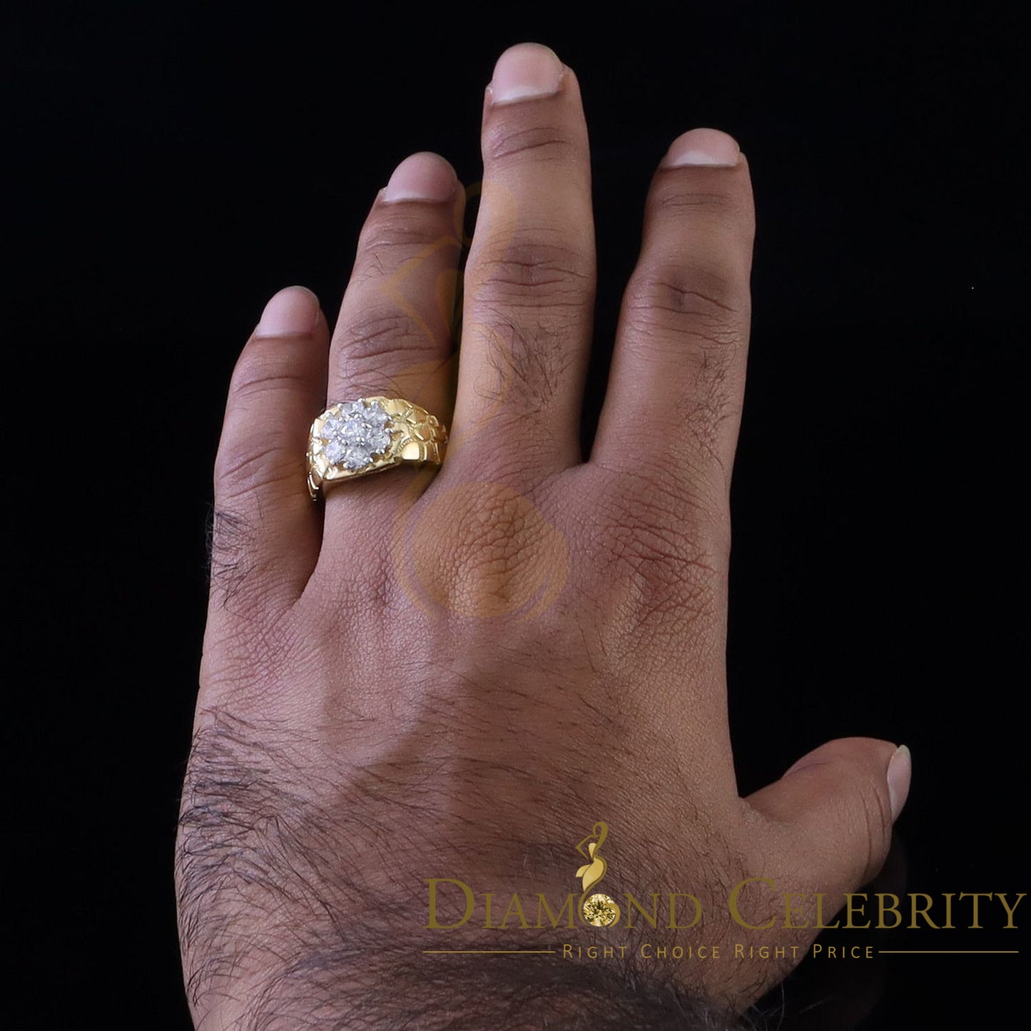 DiamondCelebritees 925 Yellow Sterling Silver 2.34ct Cubic Zirconia Promise Flower Ring Size 9