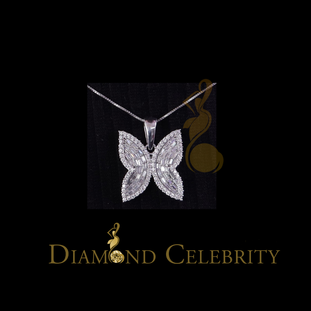 Diamondcelebritees Men's/Womens 925 Silver White 1.50ct VVS 'D' Moissanite Butterfly Pendant