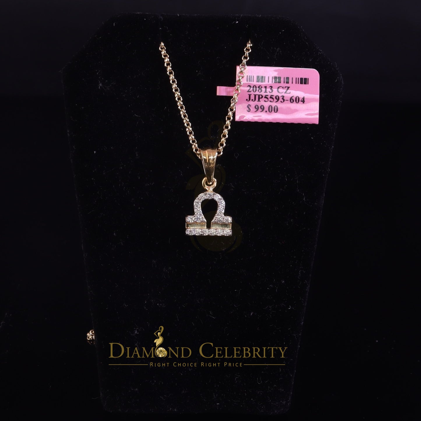 DiamondCelebritees 0.43ct Cubic Zirconia Yellow Silver LIBRA OCTOBER Month Men's & Women's Pendant