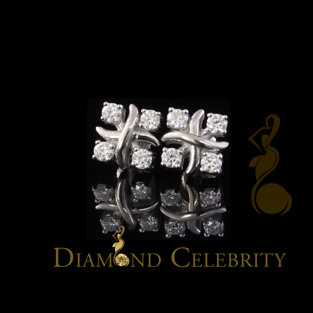 Diamondcelebritees 925 White Silver 0.50ct VVS 'D' Moissanite XOXO Stud Earring Men's/Womens