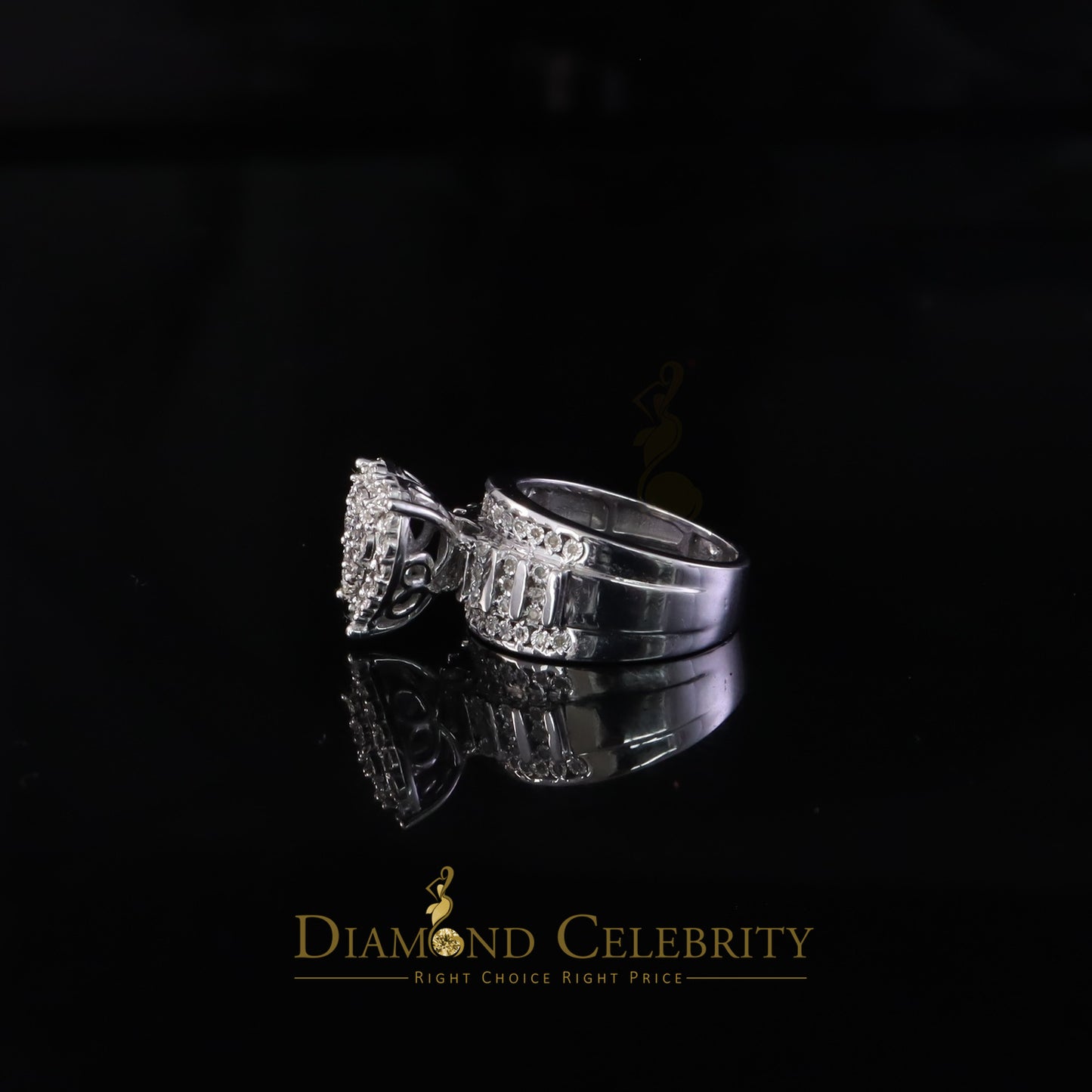 DiamondCelebritees Cindarella White Real Diamond 0.33ct 925 Silver Women Engagement Heart Ring SZ 7