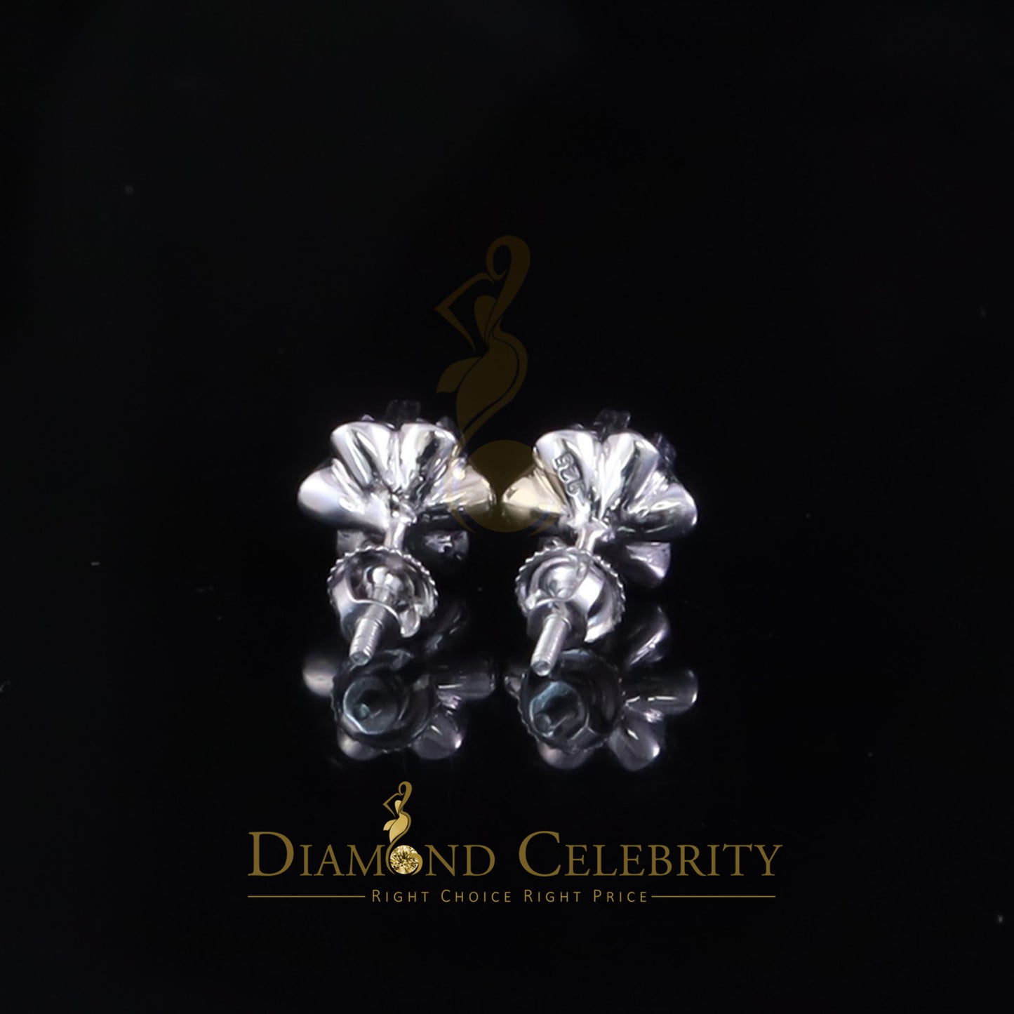 Diamondcelebritees 0.50ct VVS 'D' Moissanite 925 Silver White Buttercup Stud Earrings for Men&Women