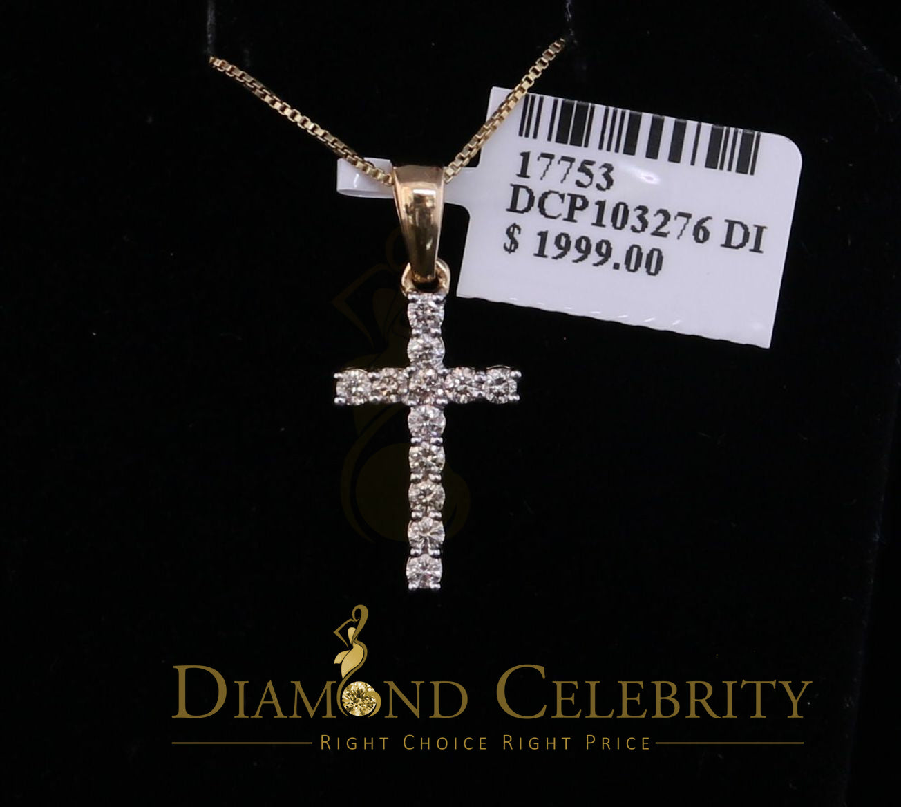 DiamondCelebritees 10k Real Gold Real Diamond 0.50ct CROSS Charm Fashion Yellow Style Pendant