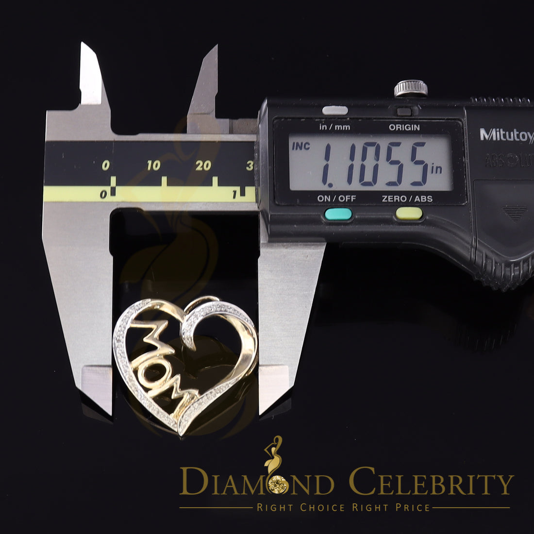 DiamondCelebritees Real 0.10ct Diamond 925 Sterling Silver MOM'S HEART Yellow Attractive Pendant