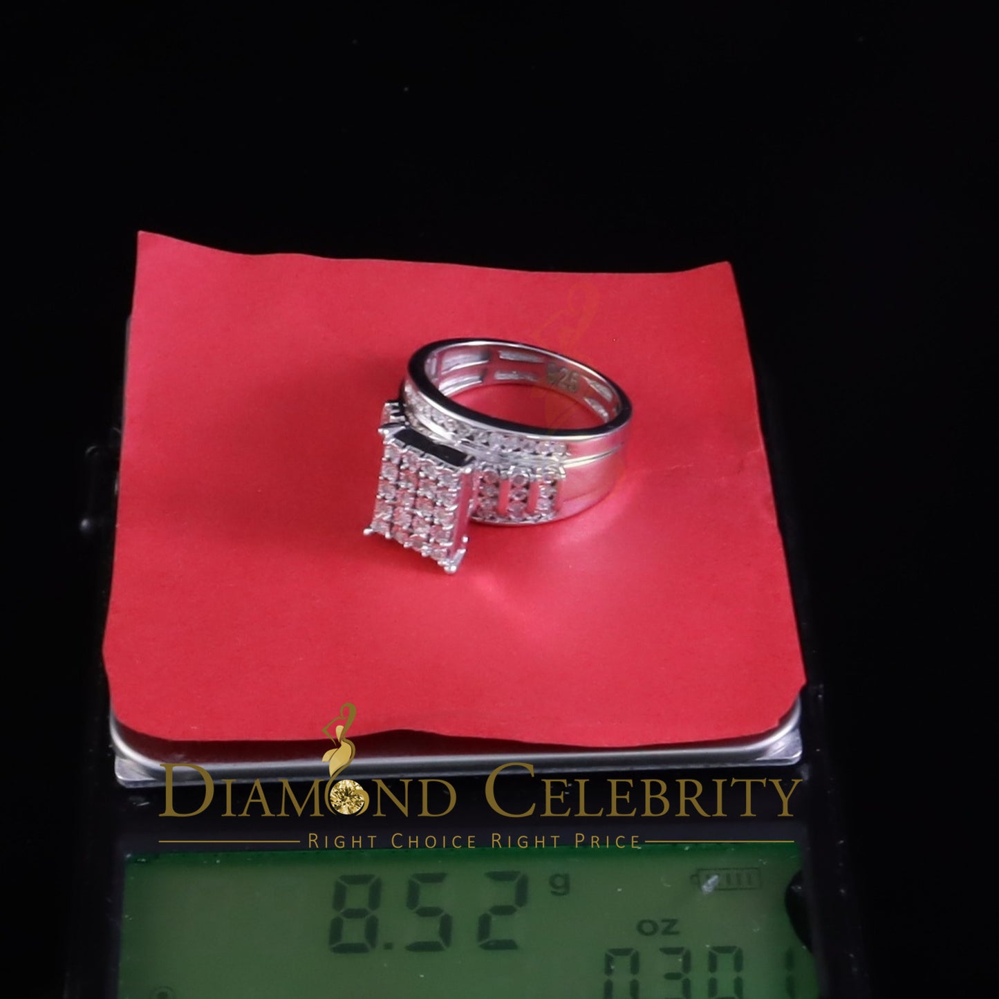 DiamondCelebritees Mirage 0.2ct Diamond Real Cinderella Rectangle 925 Silver White Womens Ring Sz 7