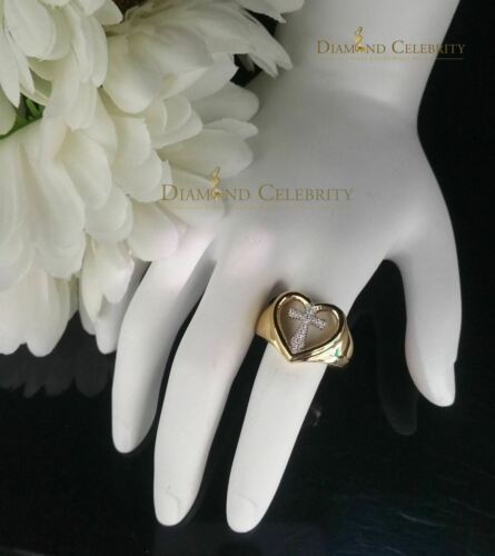 DiamondCelebritees 925 Silver Yellow 0.12ct Cubic Zirconia Heart Engagement Womens Ring Size 7