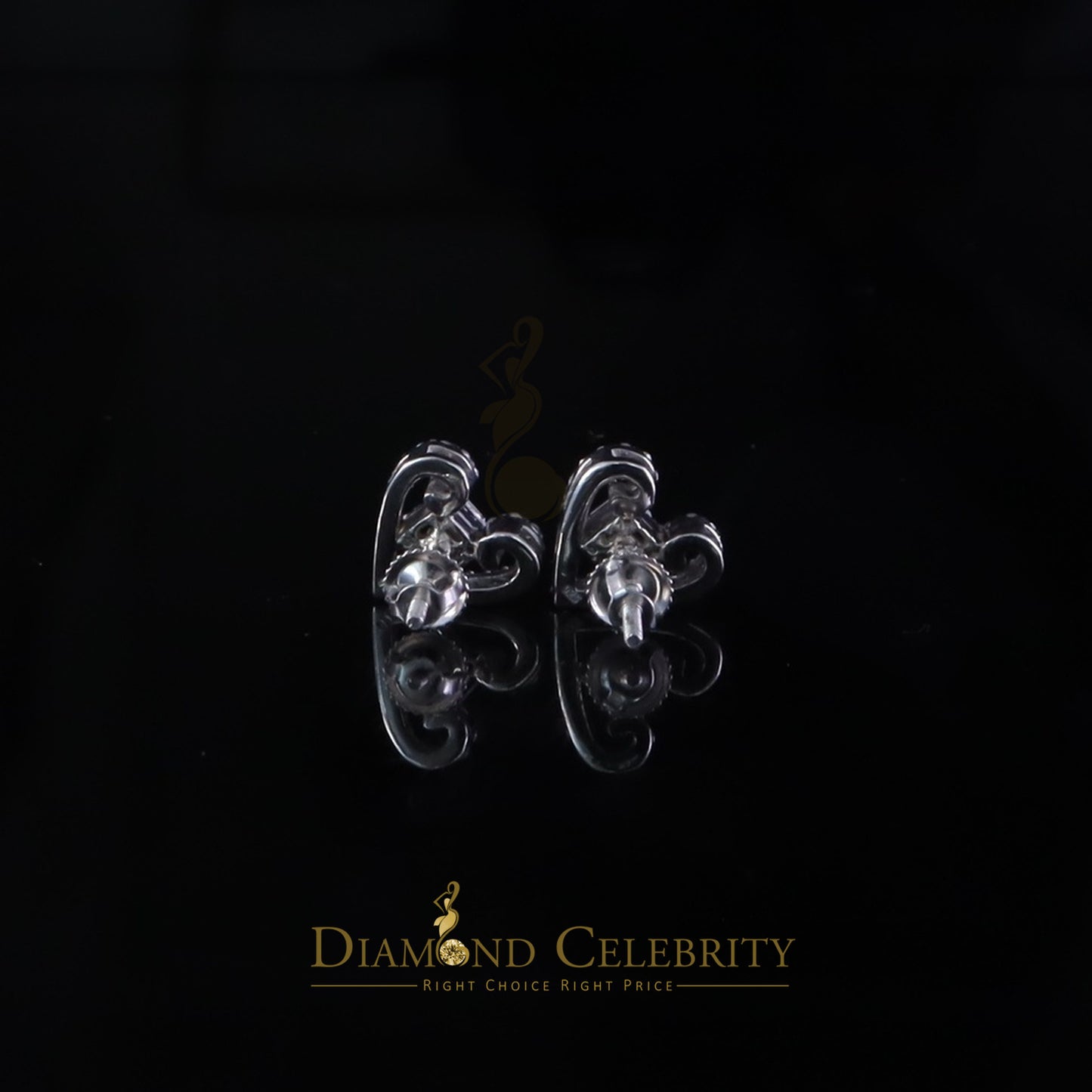 Diamondcelebritees 0.50ct Baguette VVS D Moissanite Men/Womens 925 Silver White Heart Stud Earring