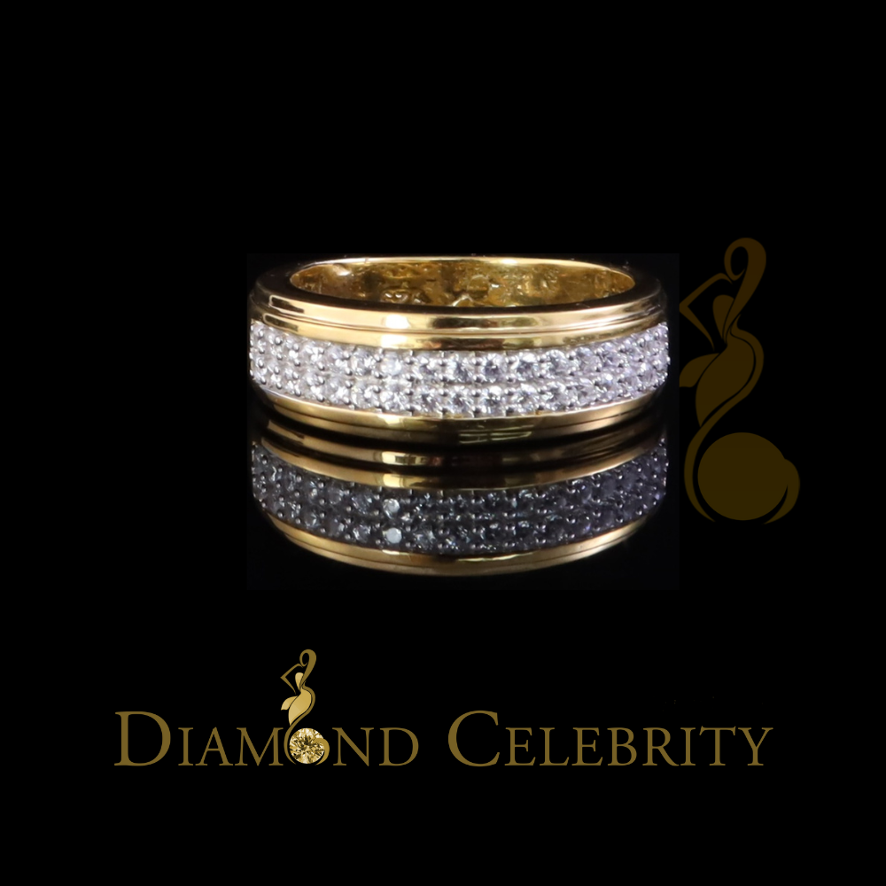 DiamondCelebritees Men's 1.25ct Cubic Zirconia Yellow Silver Round Adjustable Ring From SZ 9 to 11