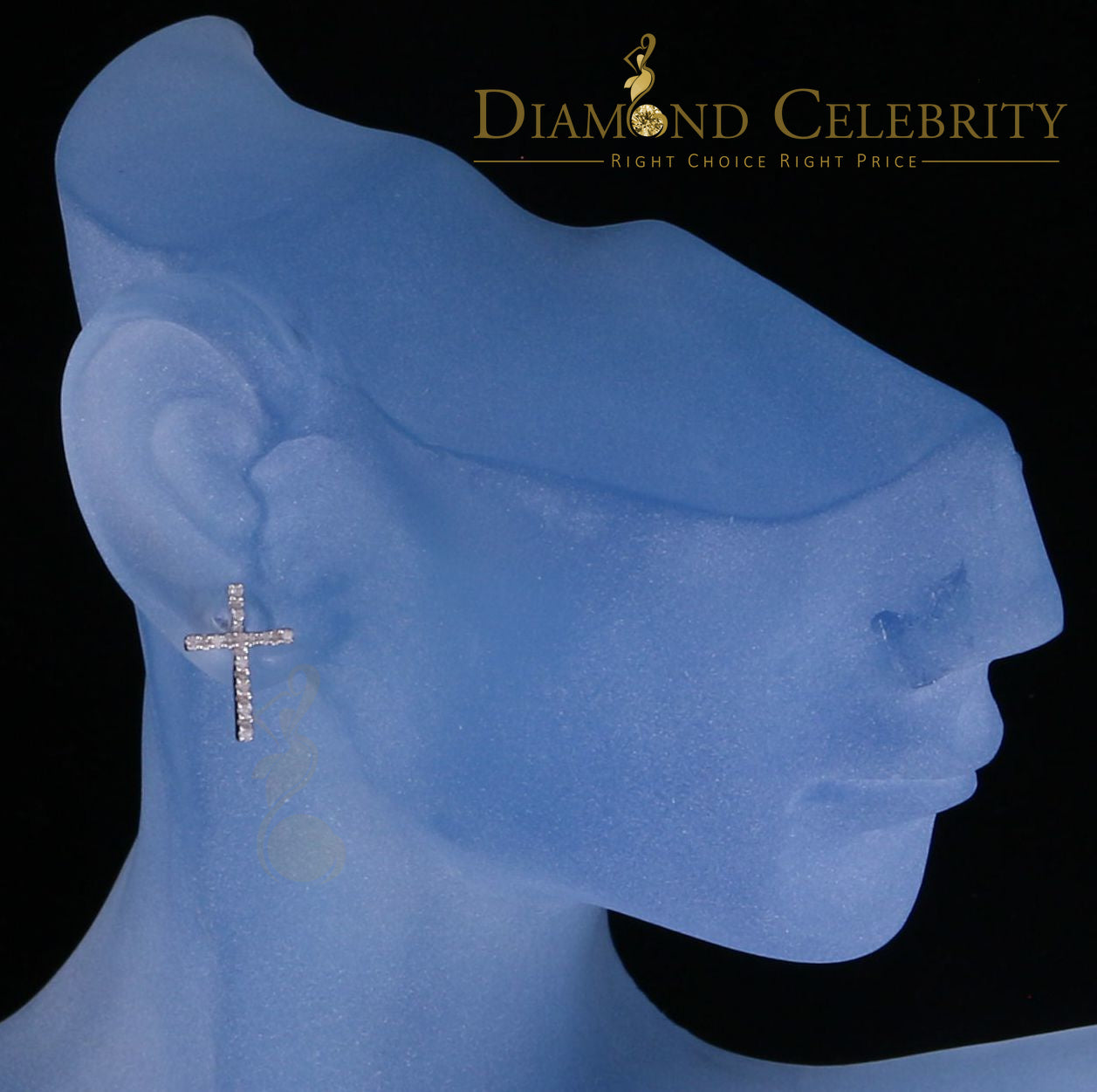 DiamondCelebritees 0.10ct Diamond Stud Earrings For Women White 925 Silver Stud For Men