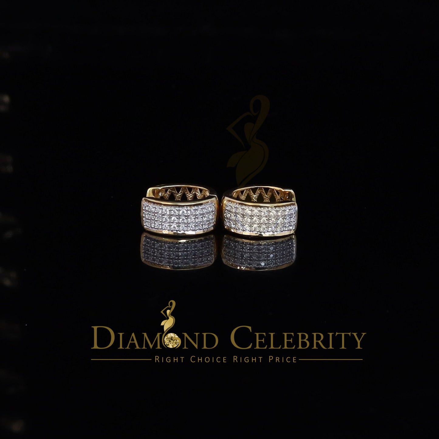 DiamondCelebritees Yellow 925 Sterling Silver 0.40ct Cubic Zirconia Women's & Men's Hoop Earrings