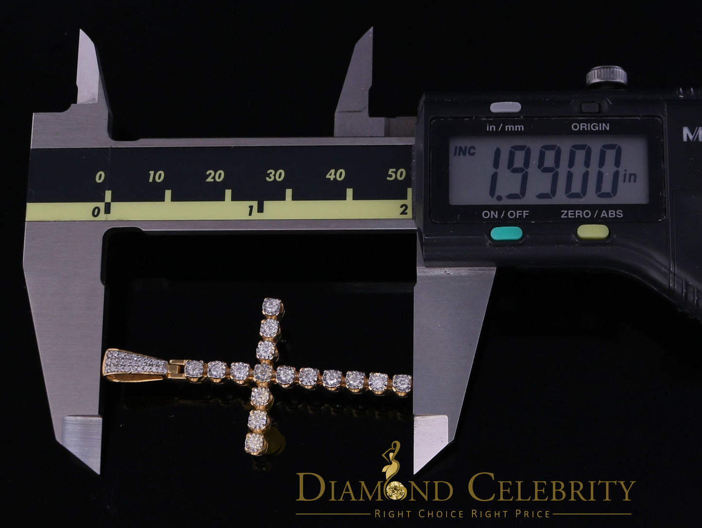DiamondCelebritees Real 0.66ct Diamond Sterling Silver CROSS Charm FAshion Necklace Yellow Pendant